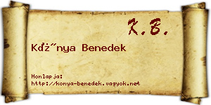 Kónya Benedek névjegykártya